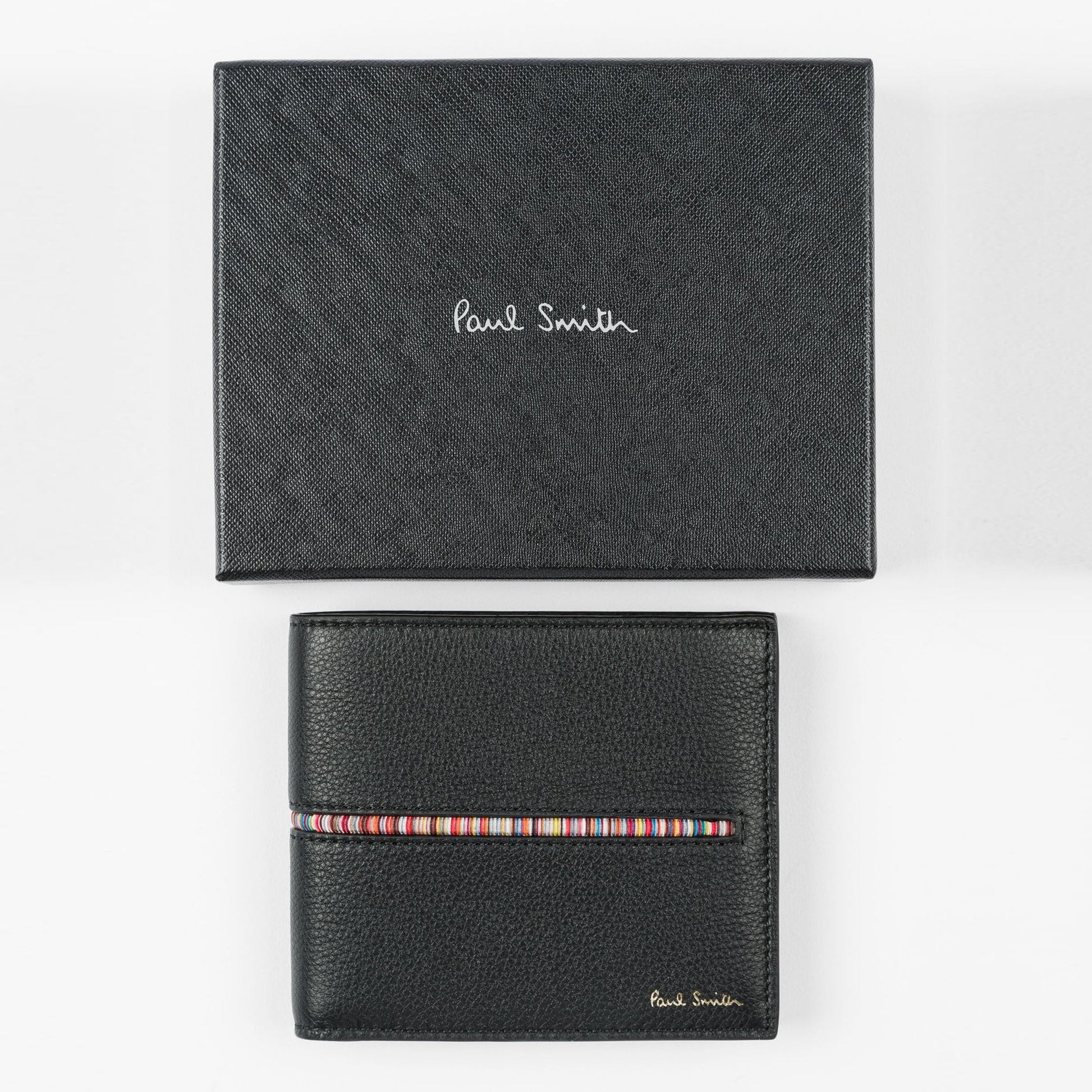 Paul Leather Billfold Wallet With 'Signature Stripe' Insert - Black