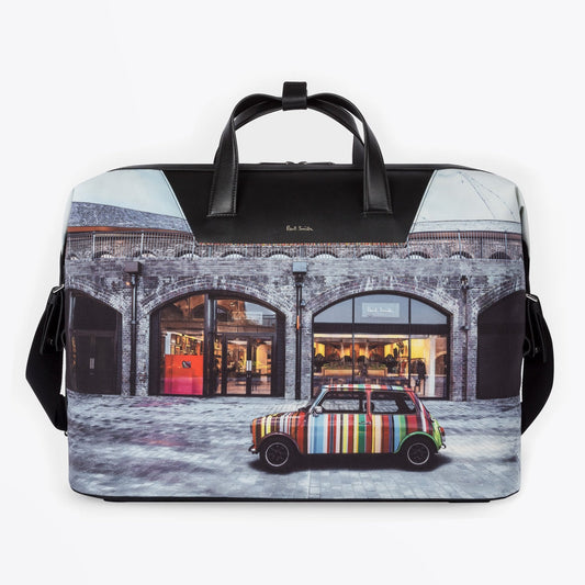 - 'Mini Kings Cross' Print Canvas Holdall - Black