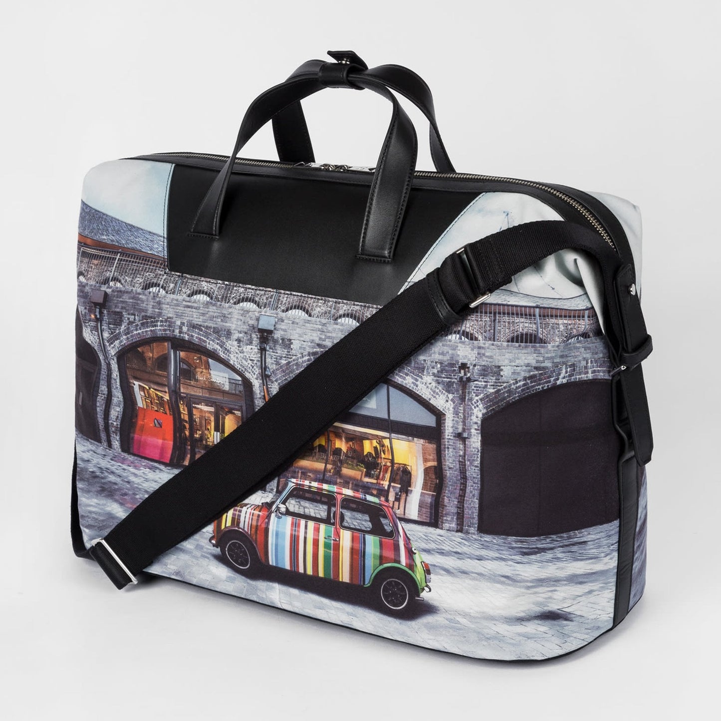 - 'Mini Kings Cross' Print Canvas Holdall - Black