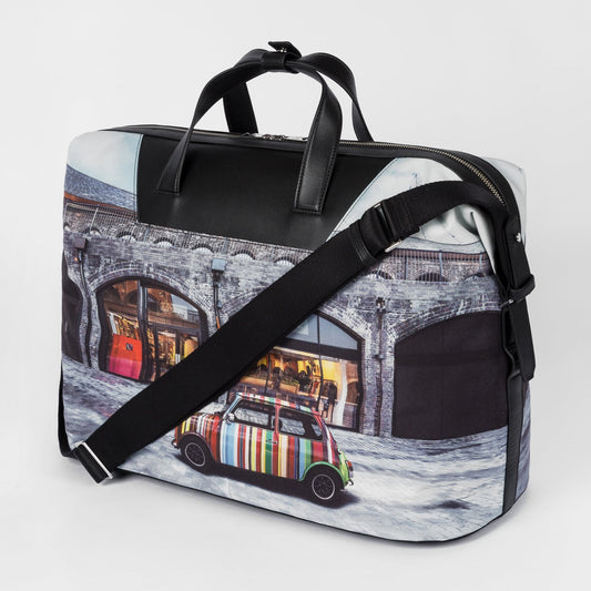 - 'Mini Kings Cross' Print Canvas Holdall - Black