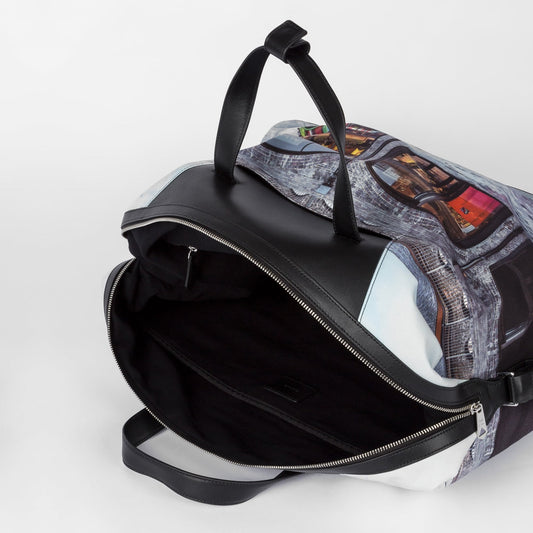 - 'Mini Kings Cross' Print Canvas Holdall - Black