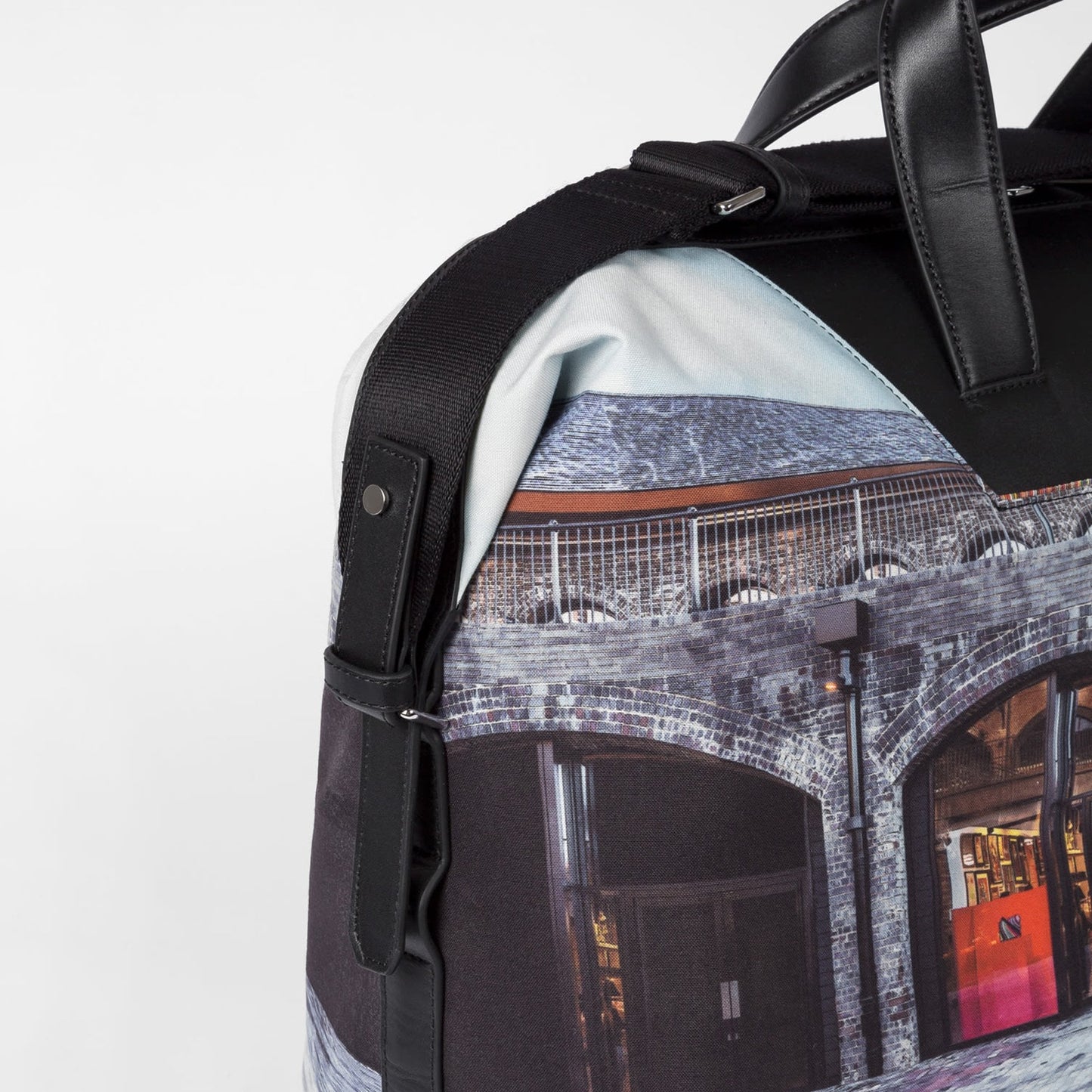 - 'Mini Kings Cross' Print Canvas Holdall - Black