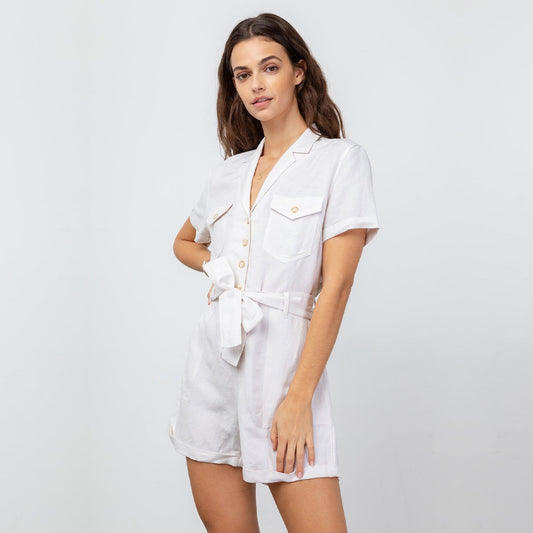 Georgie - Tie Playsuit - Stone