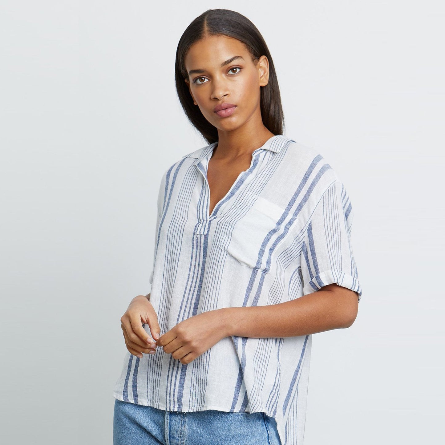 - Savannah - Stripe Top - White