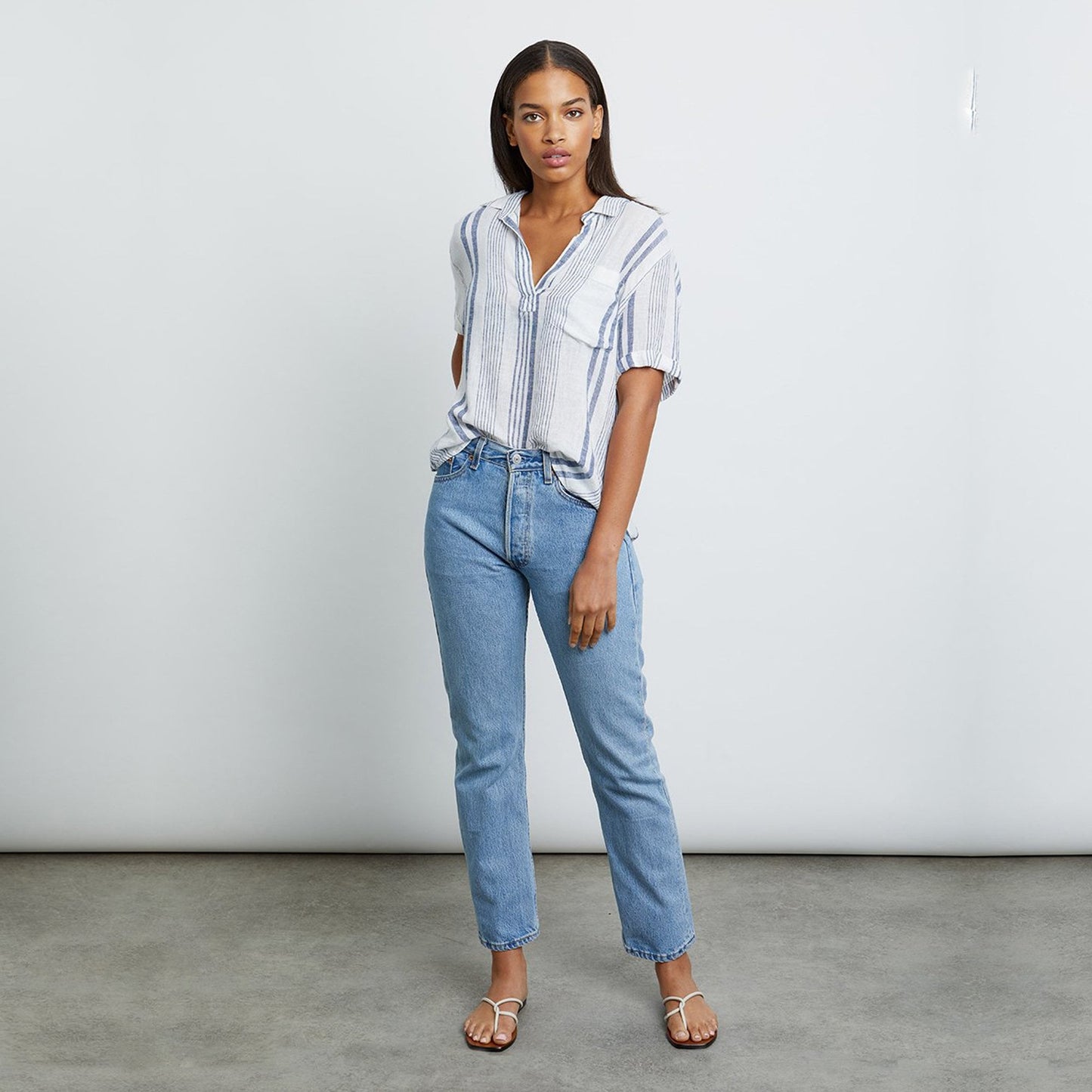 - Savannah - Stripe Top - White