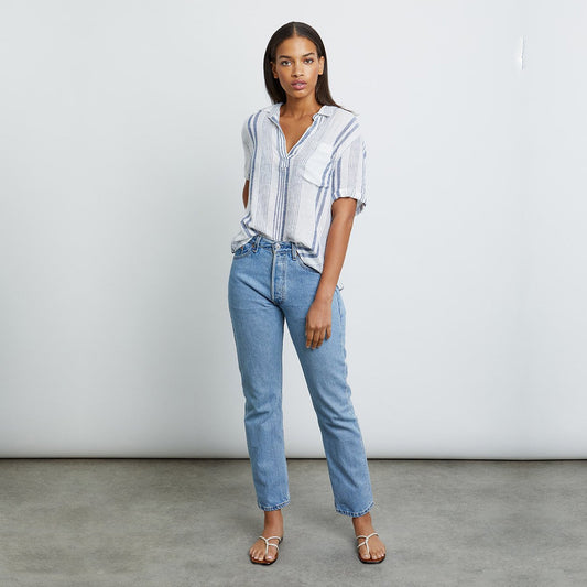 - Savannah - Stripe Top - White