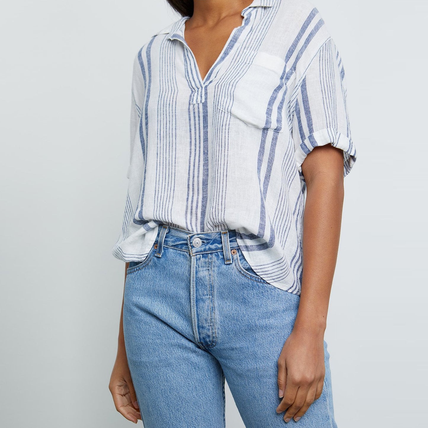 - Savannah - Stripe Top - White