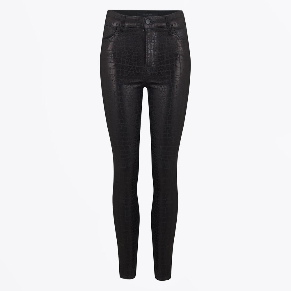 J Leenah High Rise Skinny Ankle Coated Jeans - Caiman Print