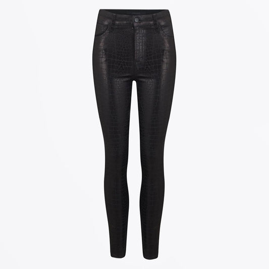 Leenah High Rise Skinny Ankle Coated Jeans - Caiman Print