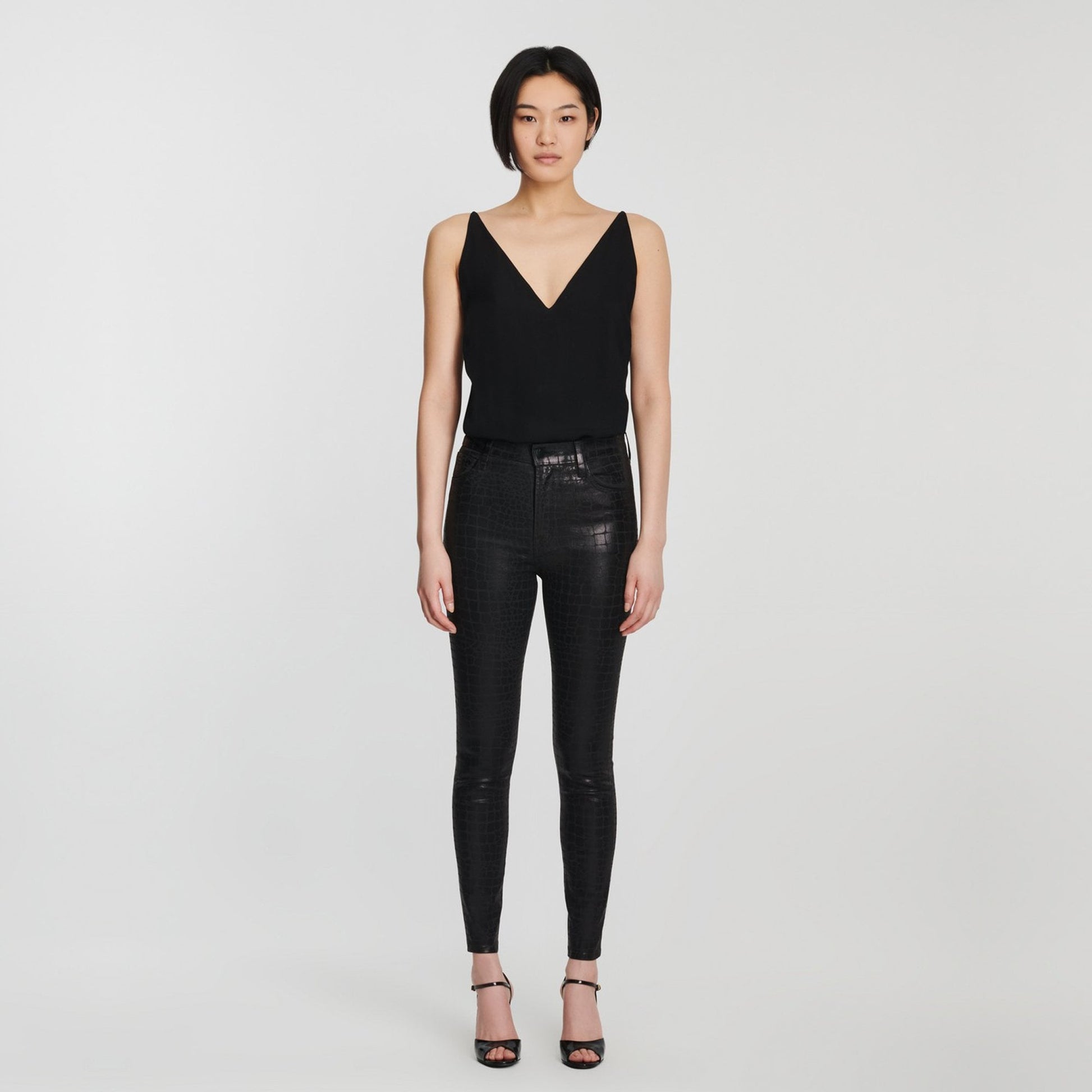 J Leenah High Rise Skinny Ankle Coated Jeans - Caiman Print