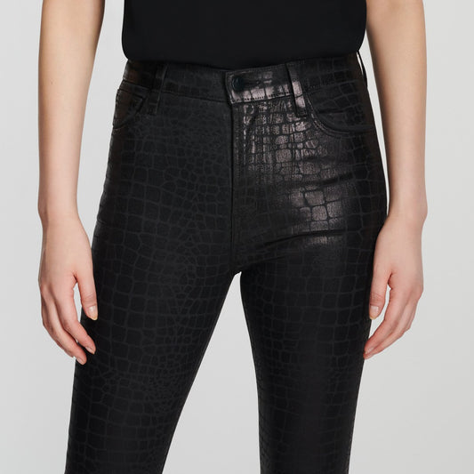Leenah High Rise Skinny Ankle Coated Jeans - Caiman Print