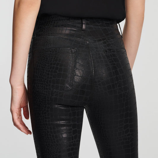 Leenah High Rise Skinny Ankle Coated Jeans - Caiman Print