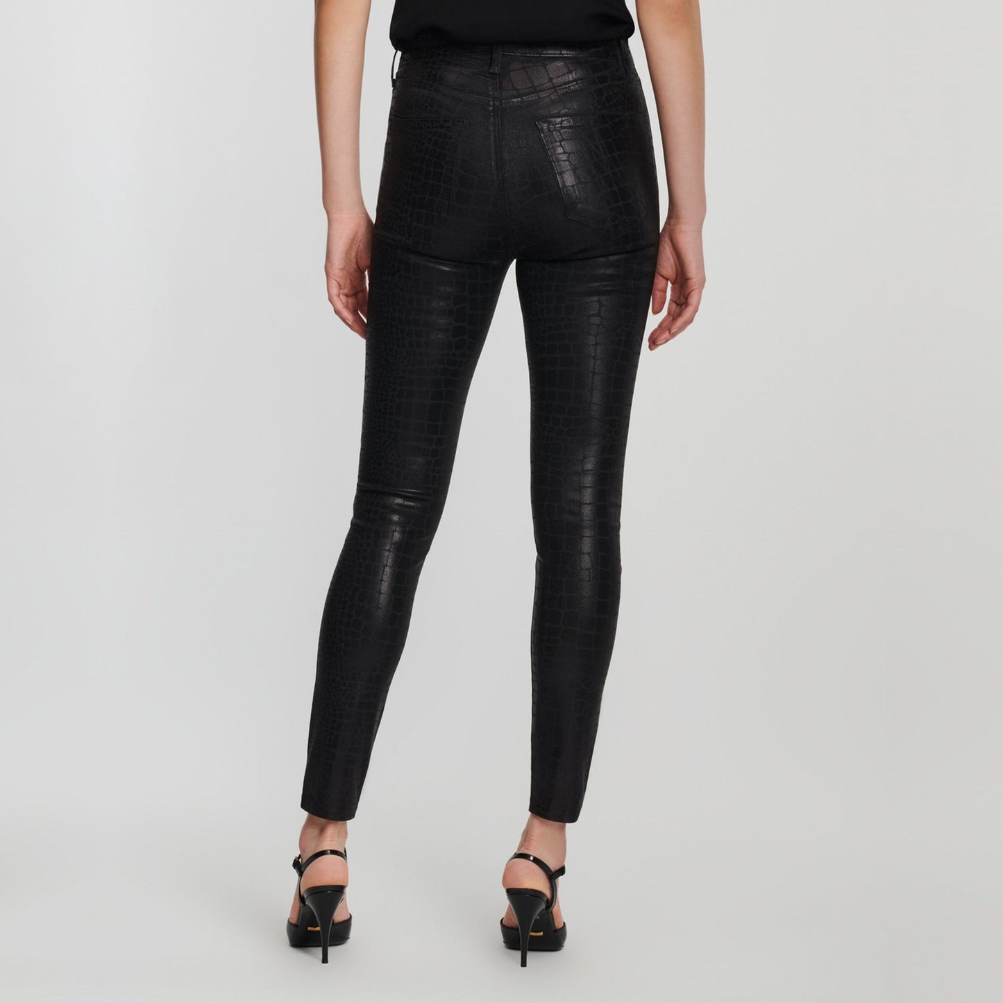 Leenah High Rise Skinny Ankle Coated Jeans - Caiman Print