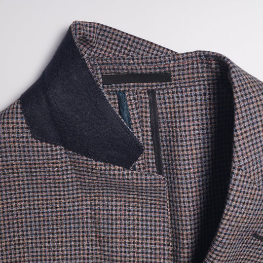 - Checked Wool Jacket - Brown