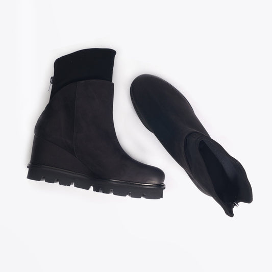 - Nubuck Ankle Boots - Black