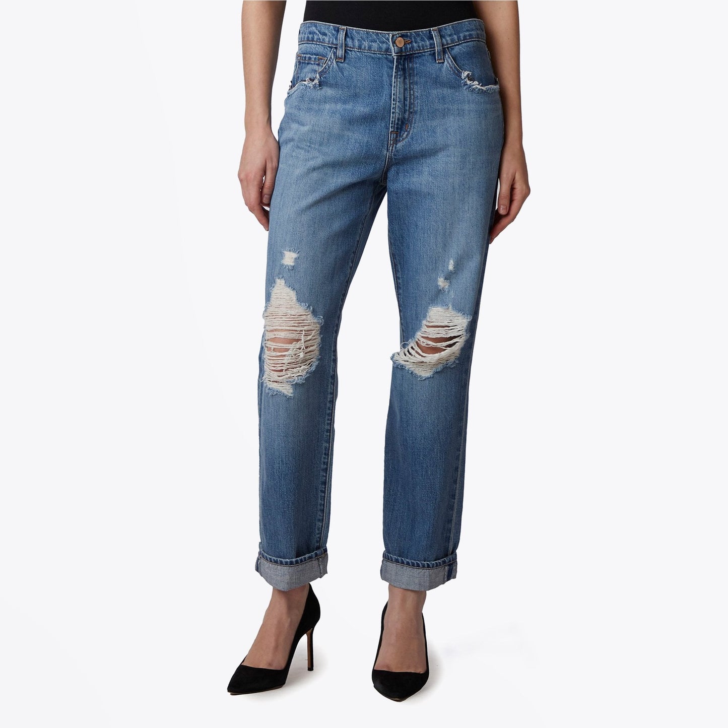 - Tate Boyfriend Fit Jeans - Senska Destruct