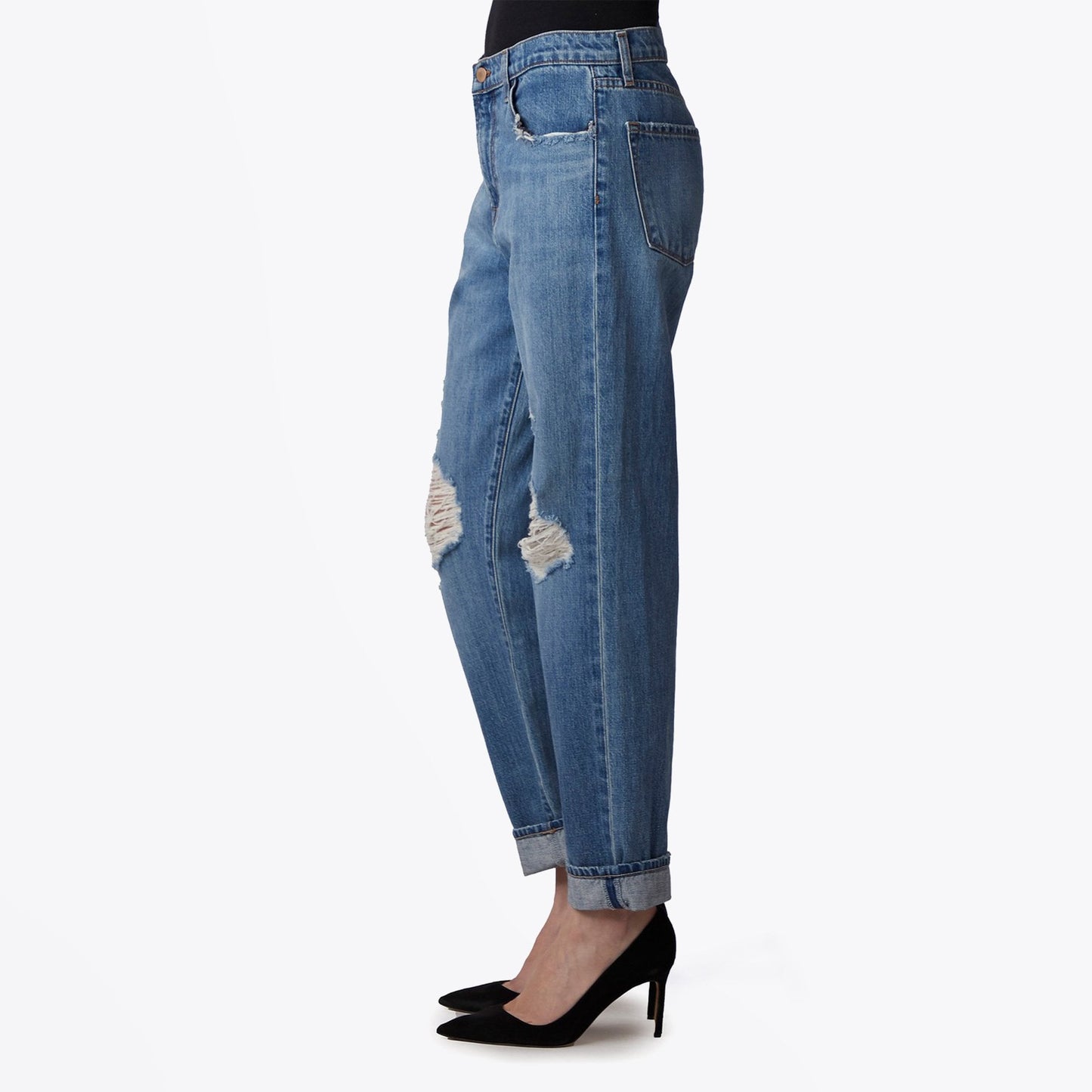 - Tate Boyfriend Fit Jeans - Senska Destruct