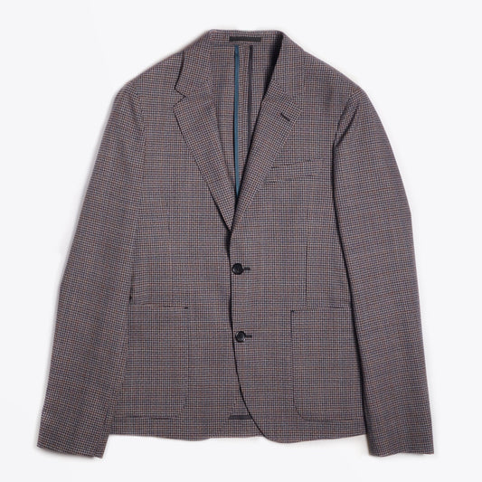 - Checked Wool Jacket - Brown