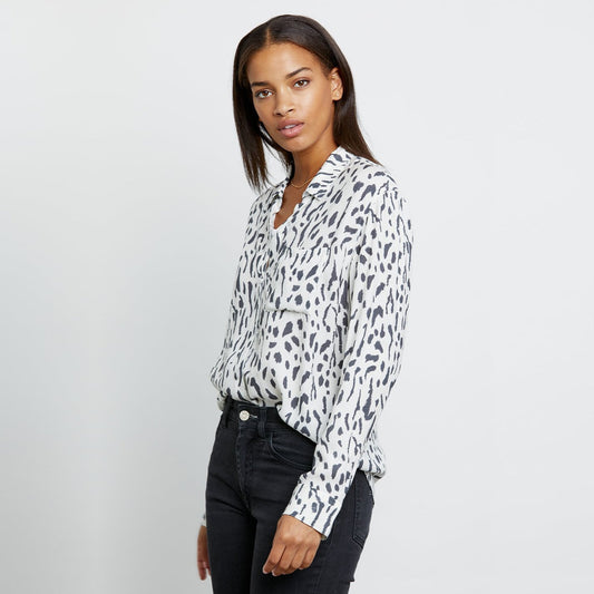 - Rocsi - Cheetah Print Shirt - Ivory