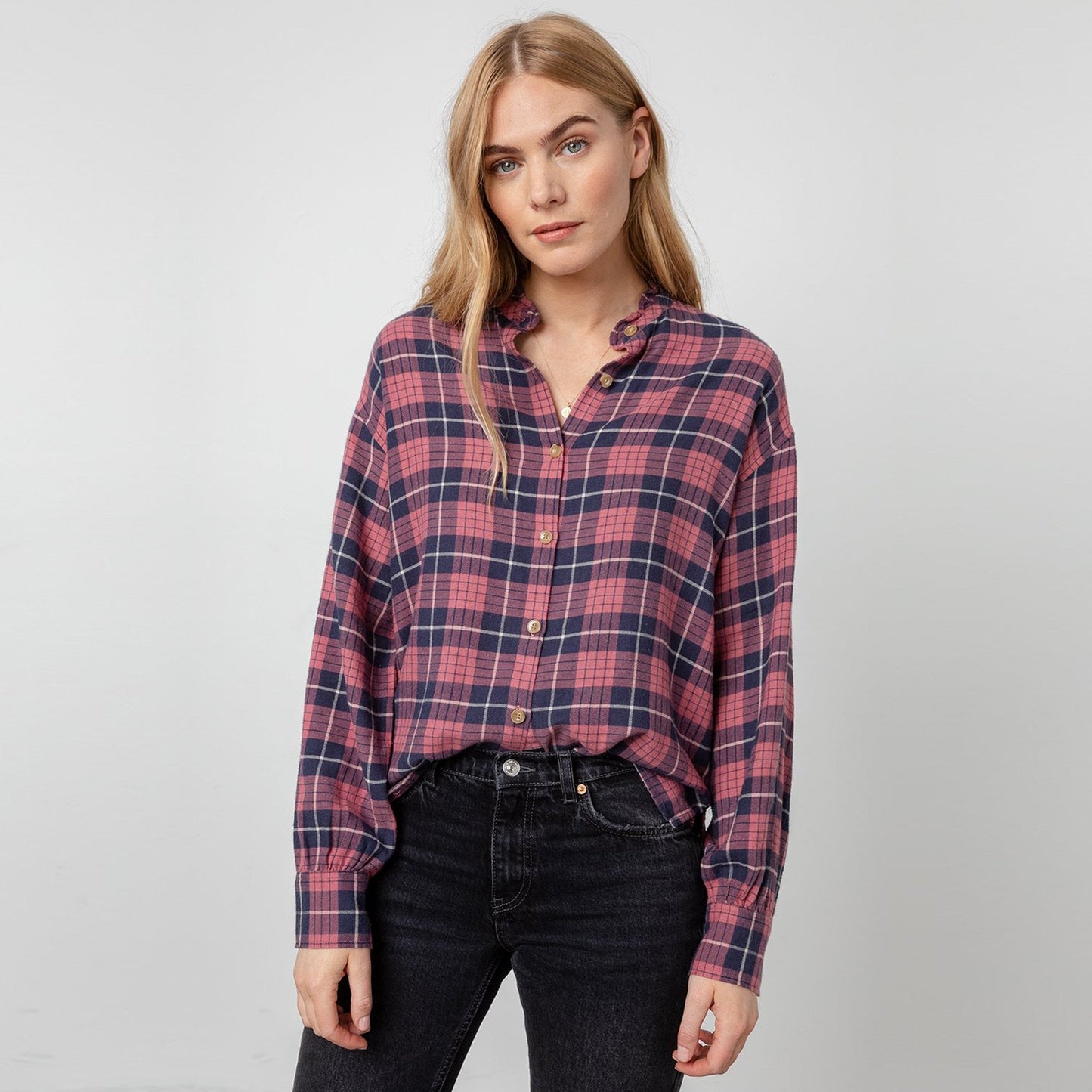 - Andie - Checked Shirt - Rose Indigo