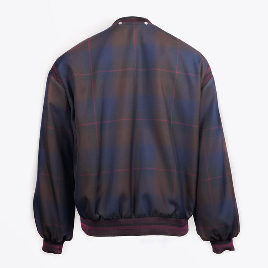 - Checked Bomber Jacket - Navy