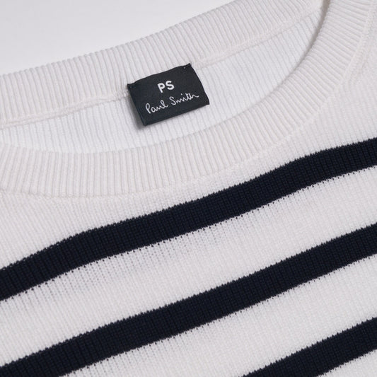 - Striped Knitted Sweater - White