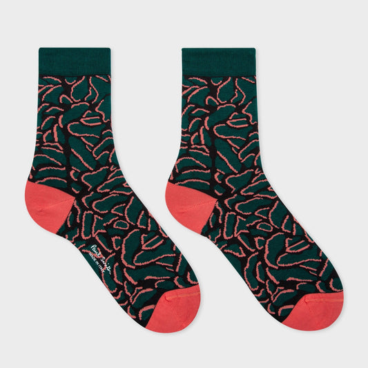 - 'Shadow Petal' Socks - Green/Pink