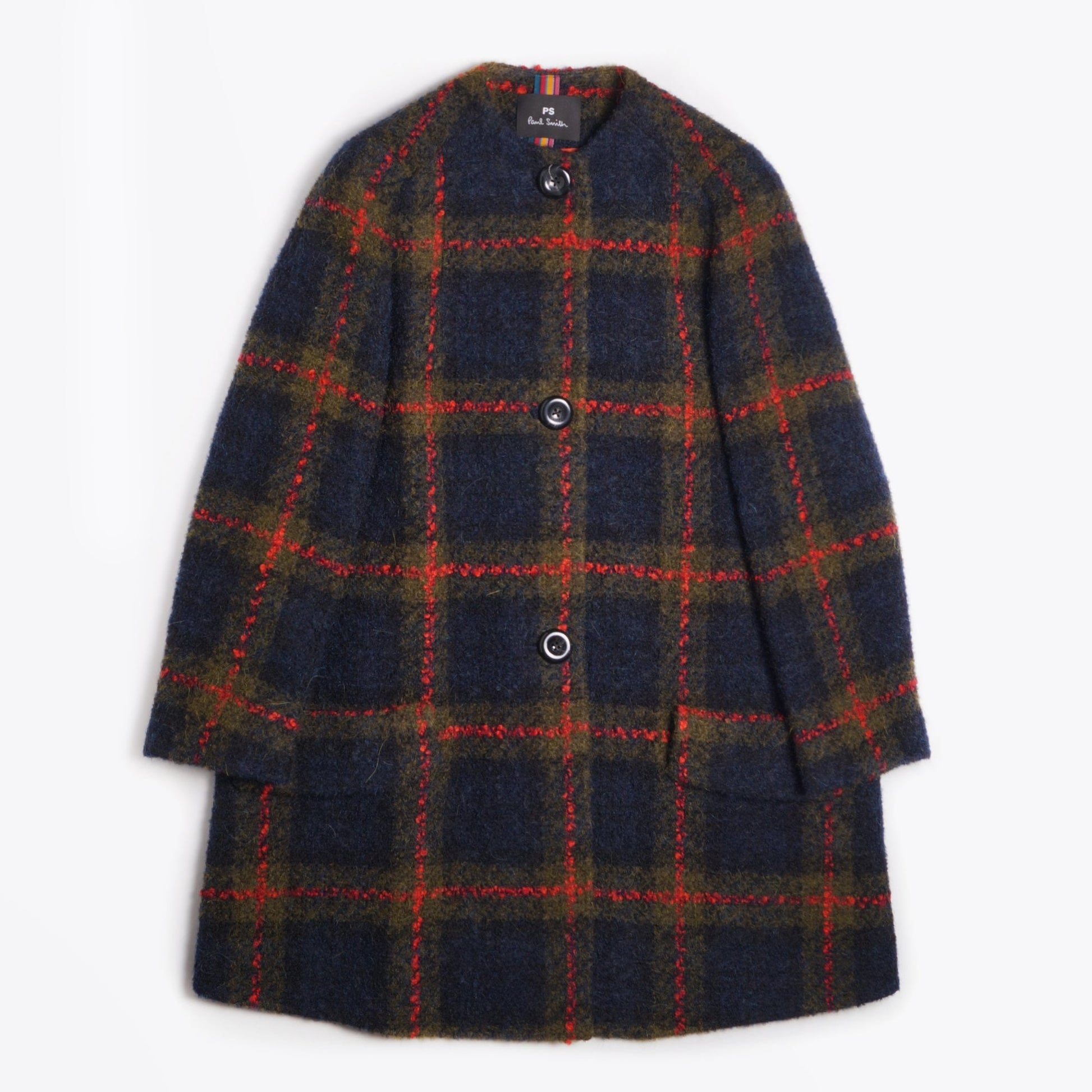 Paul Lined Checked Coat - Navy/Multi