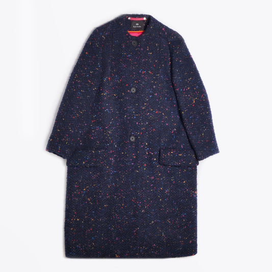 Multi-Colour Flecked Lined Coat - Navy