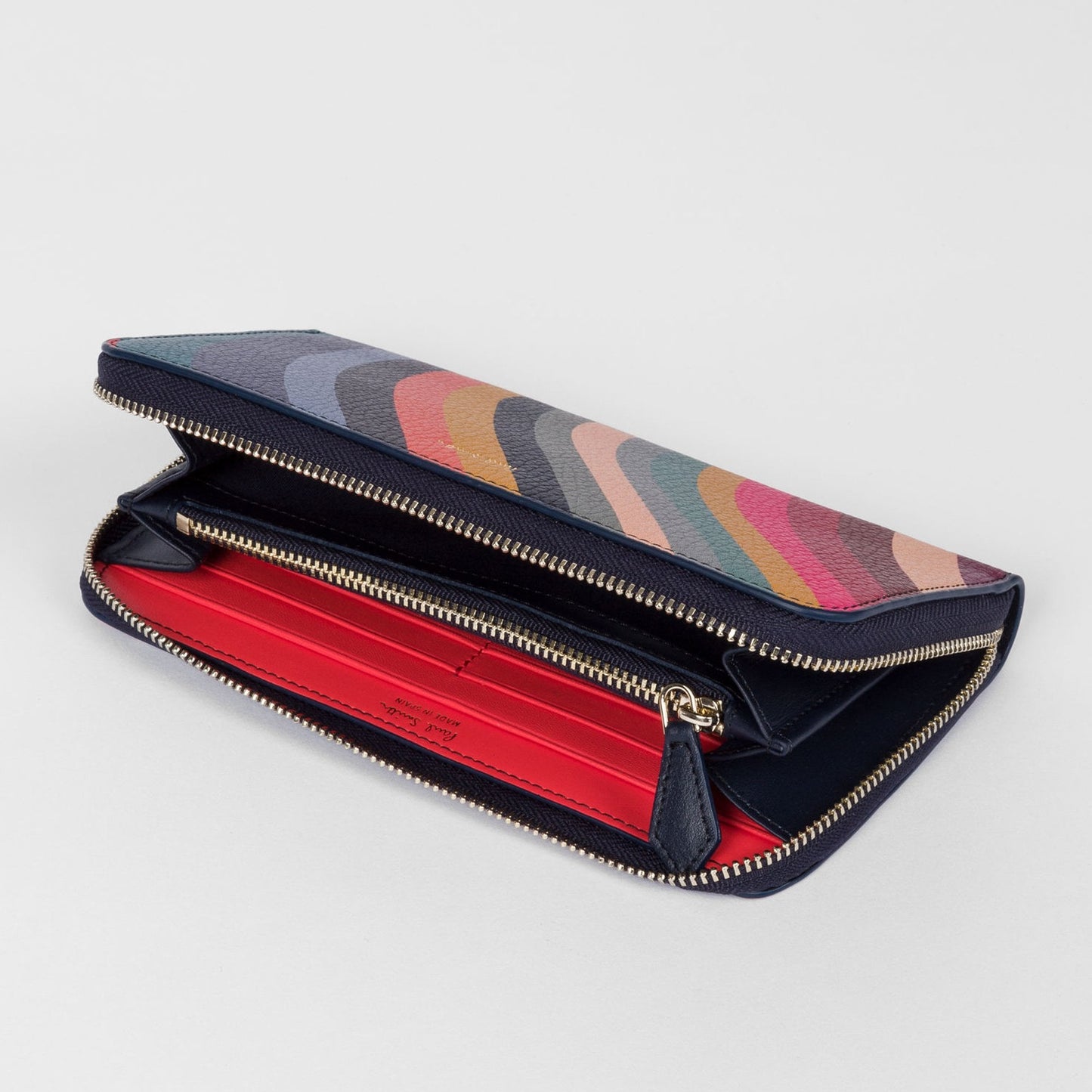 Large 'Swirl' Print Leather Zip Purse - Multi