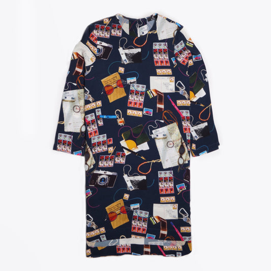 - 'Archive' Print Dress - Navy/Multi