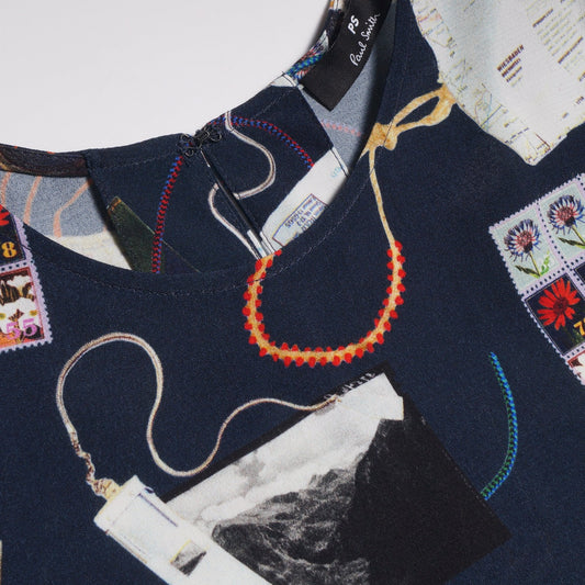 - 'Archive' Print Dress - Navy/Multi