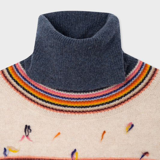 - Wool Striped Roll Neck Sweater - Multi