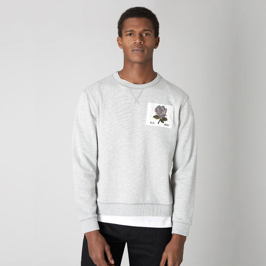 - Rose Patch Sweater - Grey