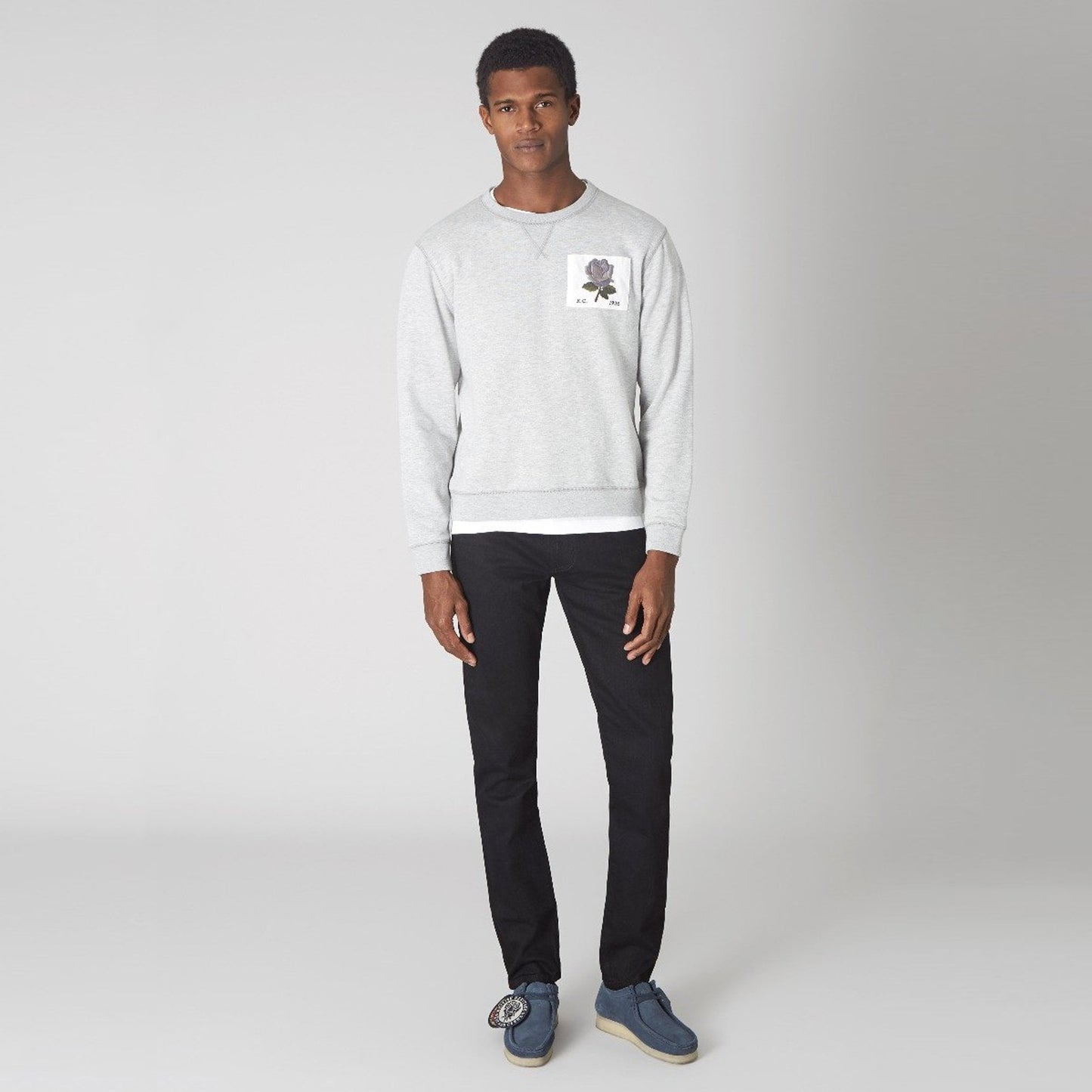 - Rose Patch Sweater - Grey