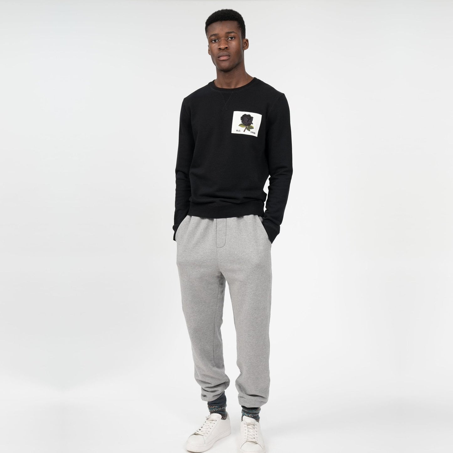 - Rose Patch Sweater - Black