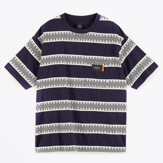 Jacquard Stripe T-Shirt - Navy