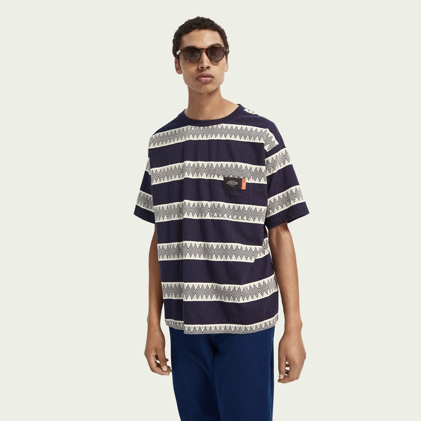 Jacquard Stripe T-Shirt - Navy