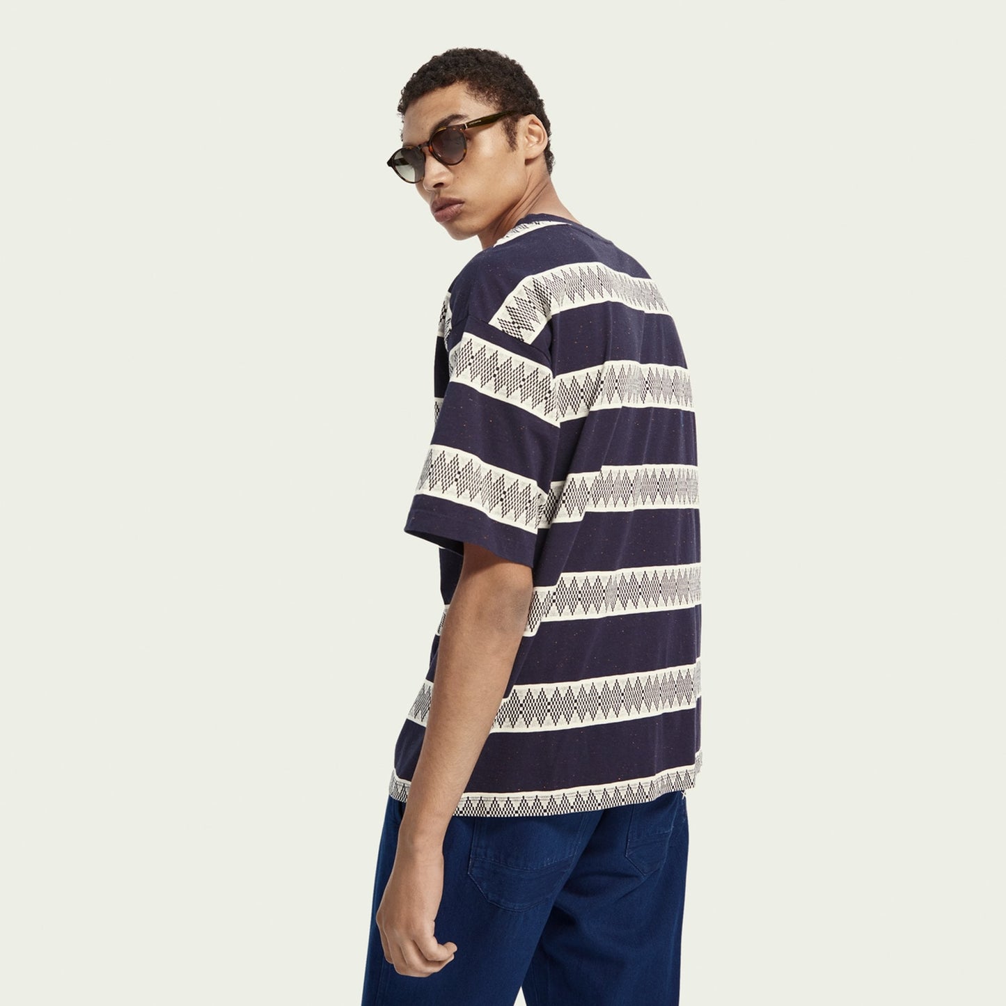 Jacquard Stripe T-Shirt - Navy