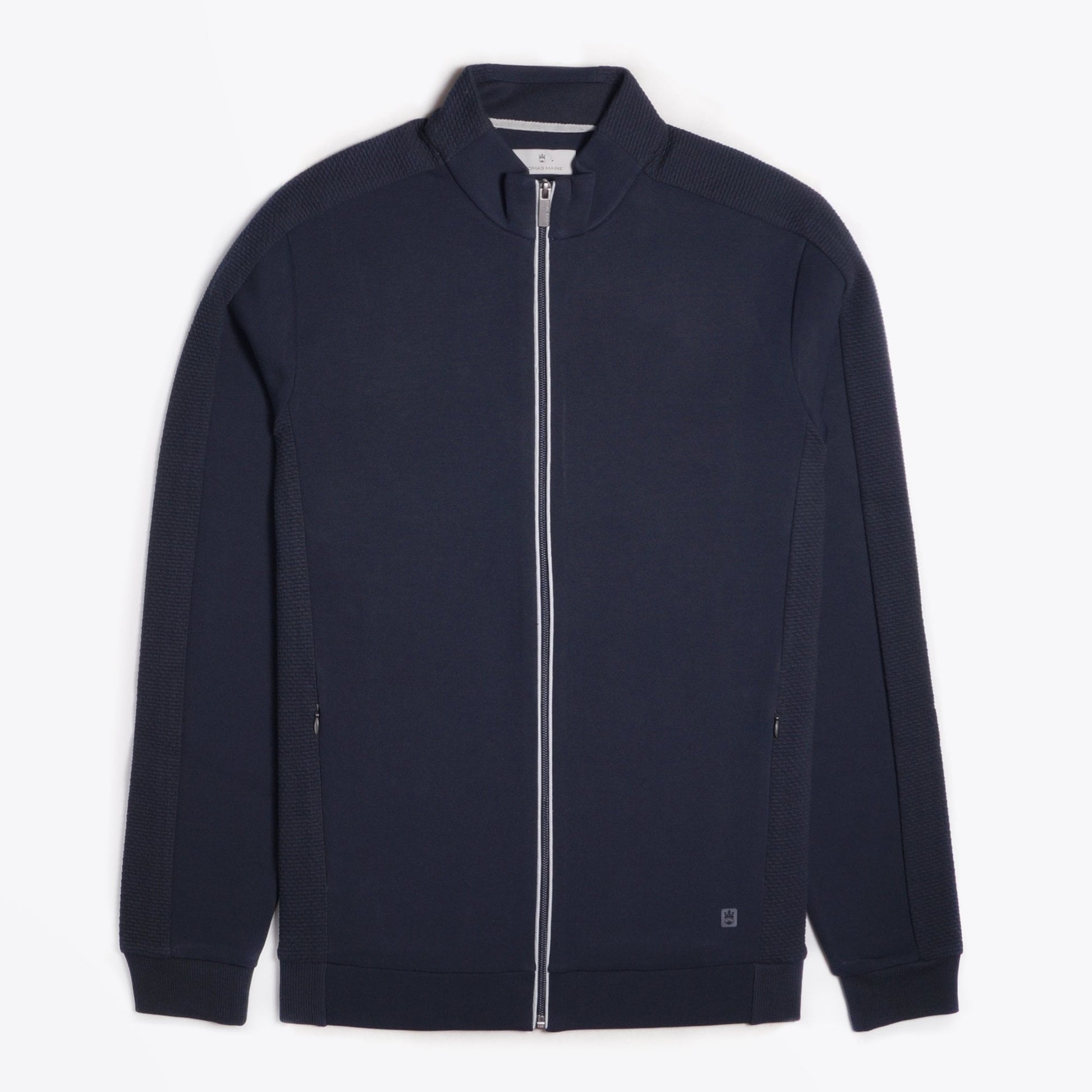 Thomas Full Zip Sweater With Trim - Navy