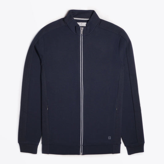 Full Zip Sweater With Trim - Navy