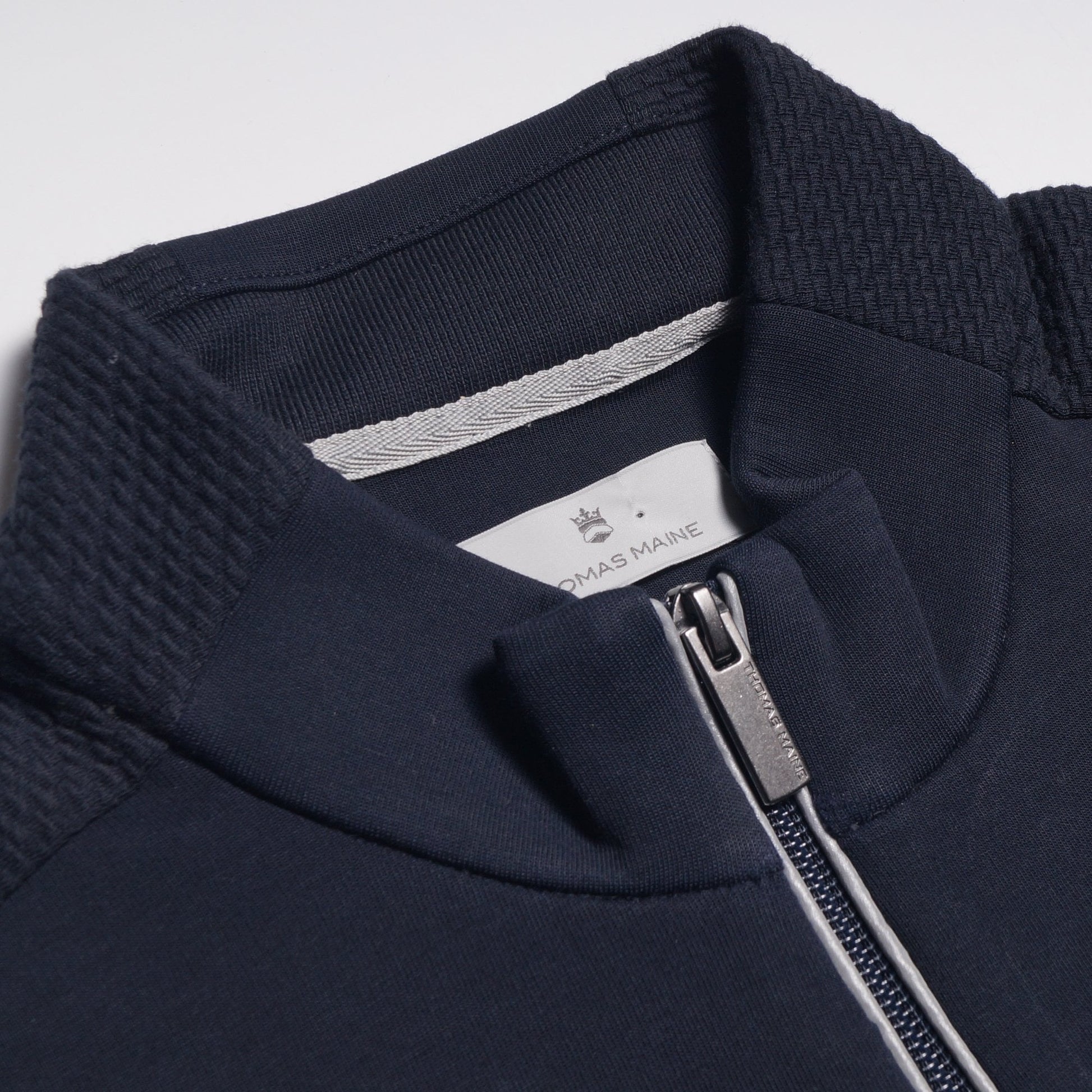 Thomas Full Zip Sweater With Trim - Navy