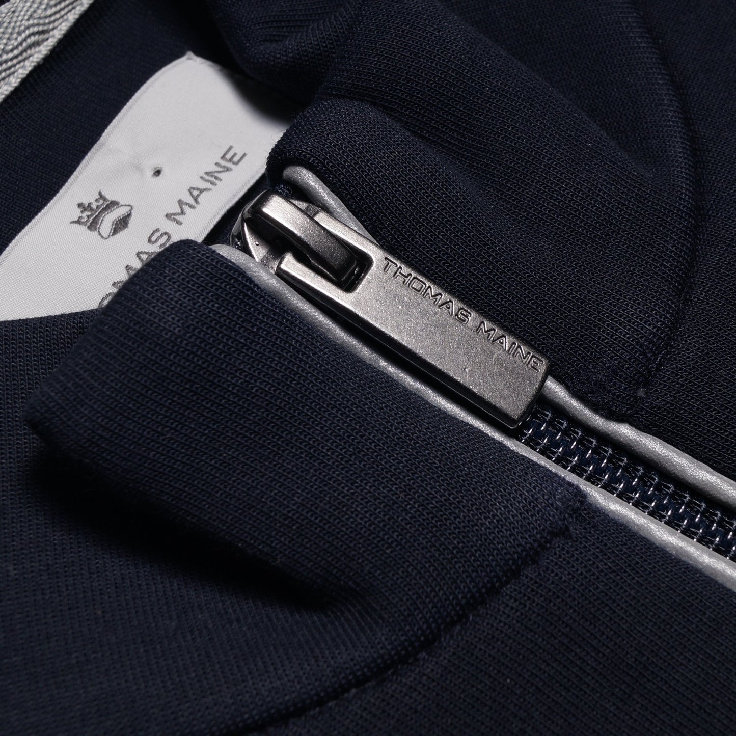 Full Zip Sweater With Trim - Navy