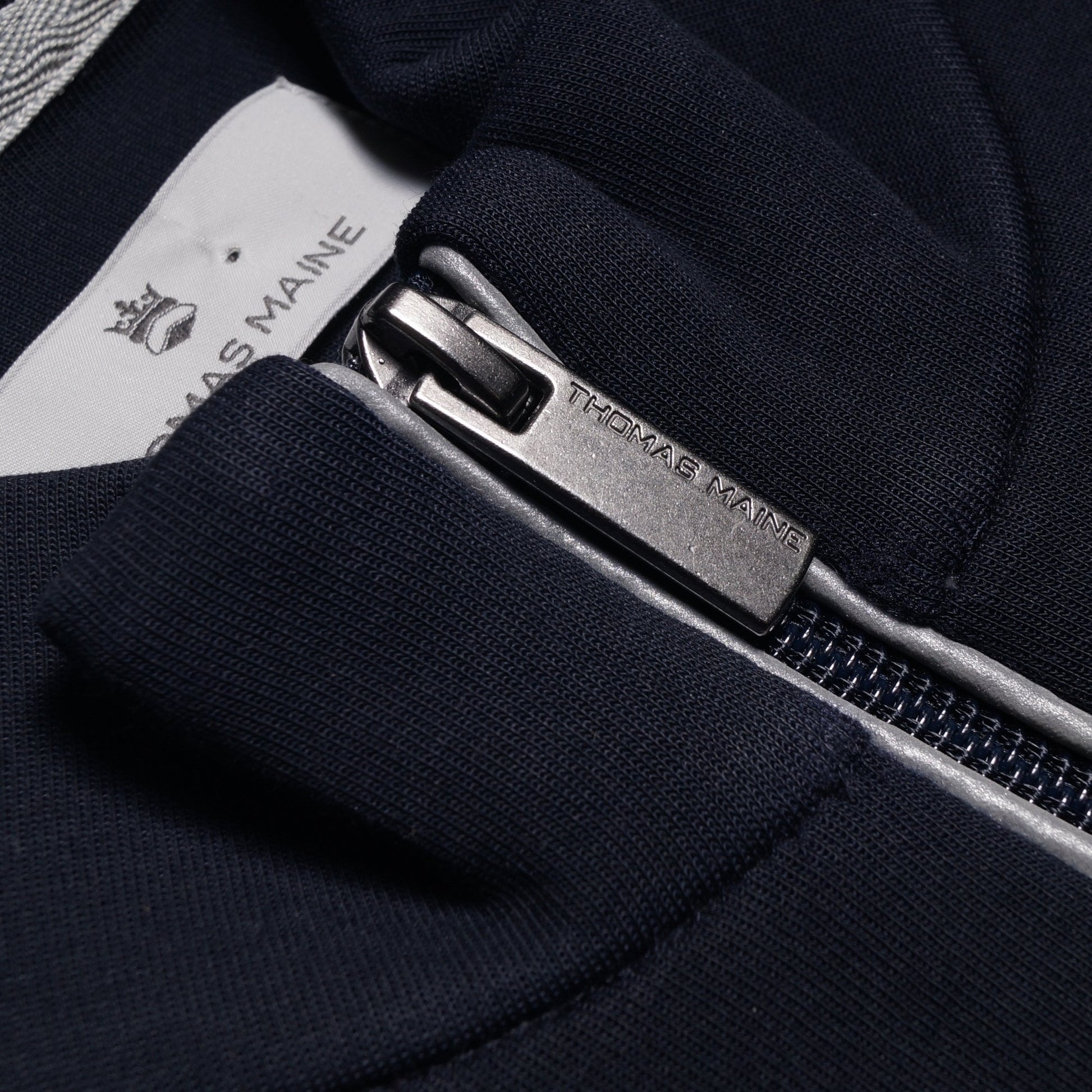 Thomas Full Zip Sweater With Trim - Navy
