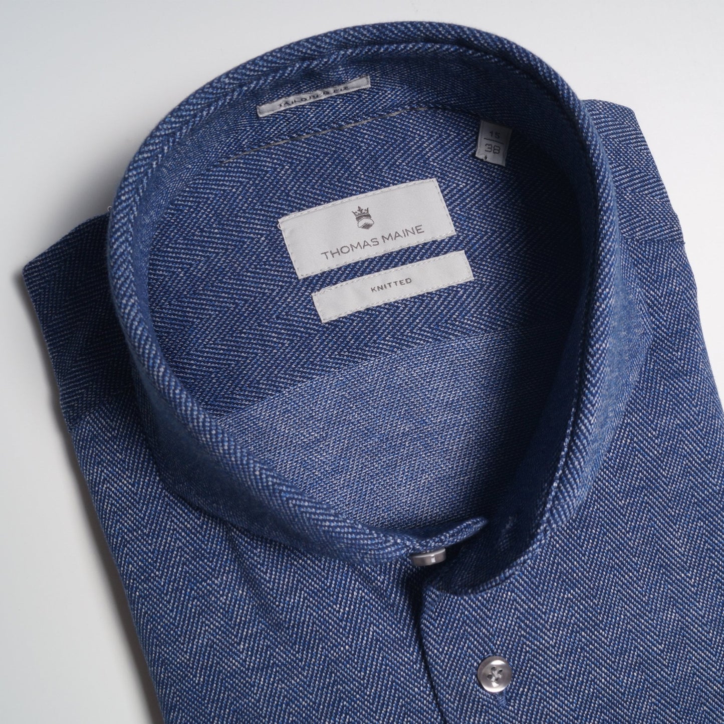 Knitted Herringbone Shirt - Navy