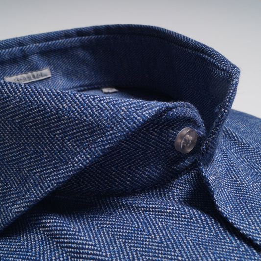 Knitted Herringbone Shirt - Navy