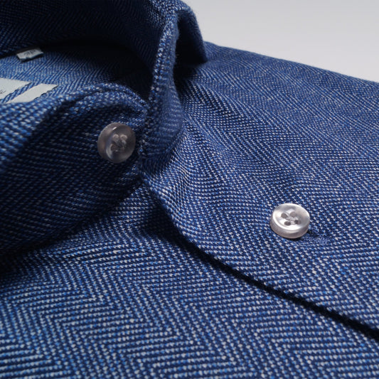 Knitted Herringbone Shirt - Navy