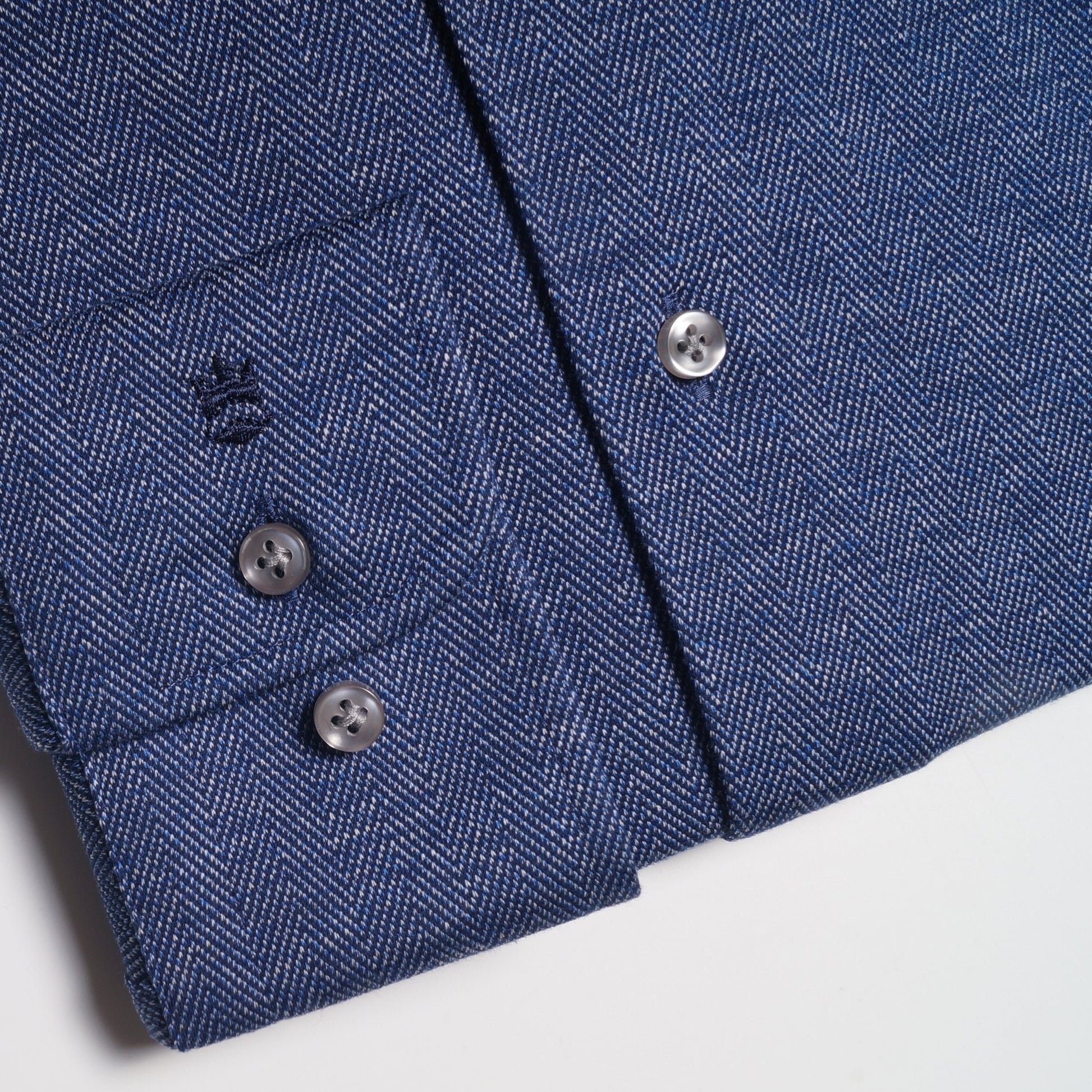 Thomas Knitted Herringbone Shirt - Navy