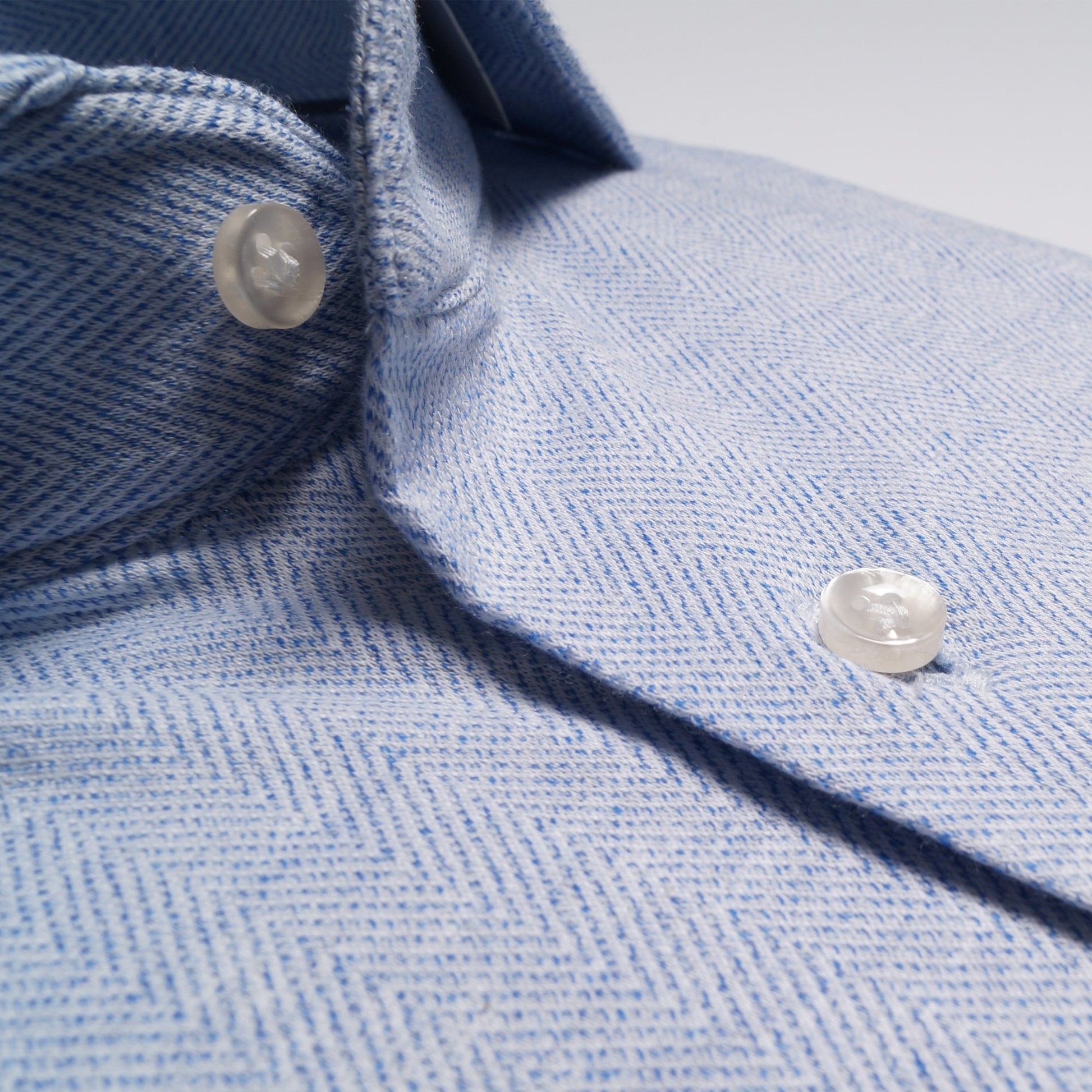 Thomas Knitted Chevron Shirt - Blue