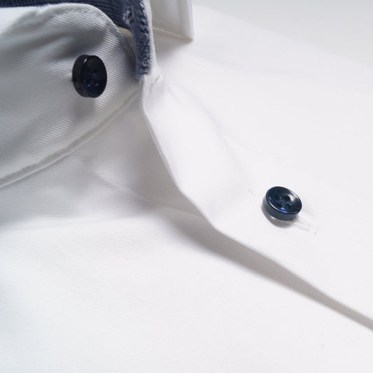 - Checked Trim Insert Shirt - White